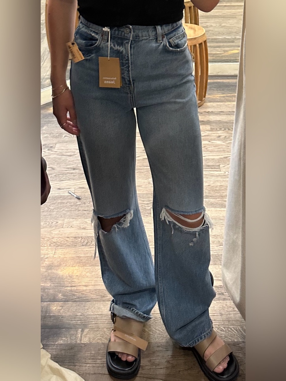 Reformation Wilder Jeans Destroyed Medium Wash